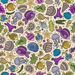 cartoon under water life seamless pattern vector