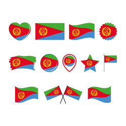 eritrea flag icon set on a white background vector