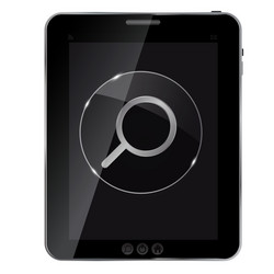 Glass search button icon on abstract tablet vector