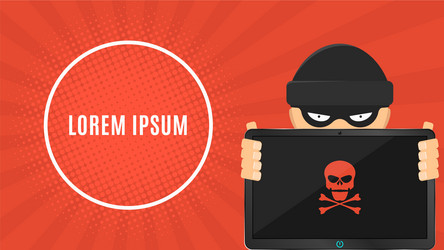 Hacker is holding a hacked electronic device vector