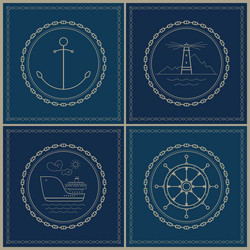 Set of marine emblem vector