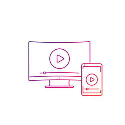 wireless screen mirroring linear icon on white vector