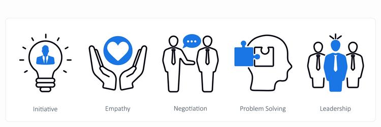 a set of 5 soft skills icons as initiative vector image