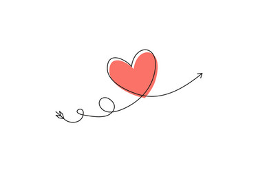 cupid s arrow in continuous drawing lines vector image
