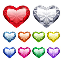 Diamond gem hearts seamless pattern Royalty Free Vector