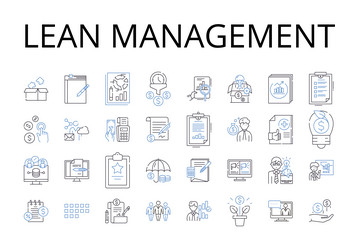 lean management line icons collection agile vector