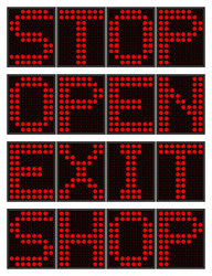 led display stop open exit shop text vector image