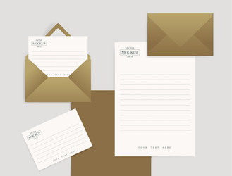 set of realistic envelopes with a sheet paper vector