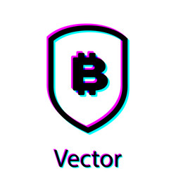 black shield with bitcoin icon isolated on white vector image