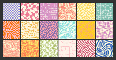 groovy checkered pattern colorful distorted tiled vector image