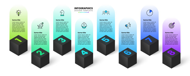 infographic template 3d cubes with numbers and 8 vector