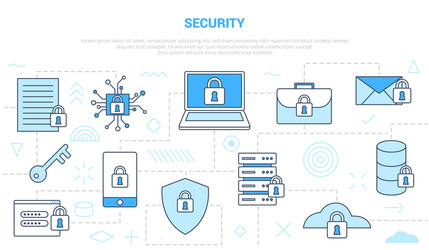 security concept with icon line style set template vector image