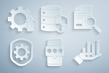 set mobile and password document with search vector image