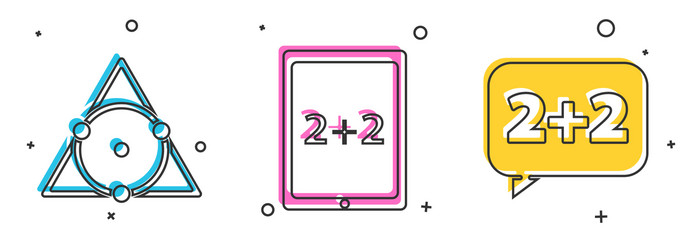 set triangle math tablet with calculator vector image