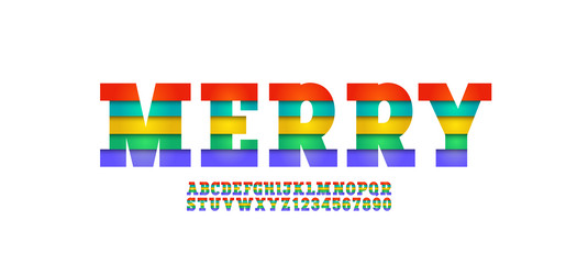 slab serif 3d font bright merry alphabet vector image