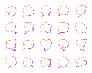 speech bubble simple color line icons set vector image