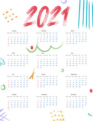 calendar 2021 abstract background simulate brush vector image