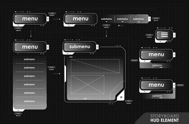 futuristic hud frames for ui interface storyboard vector