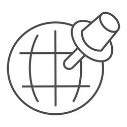 pointer and globe thin line icon travel map pin vector image