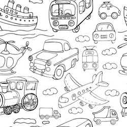 Seamless pattern with transports linear vector
