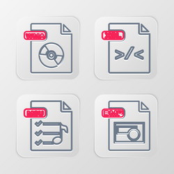 Set line bmp file document m3u xsl and wma icon vector