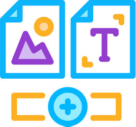 Web side image and text icon outline vector