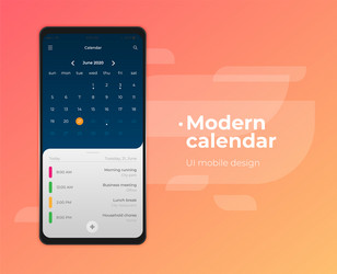 Calendar mobile apptasks ui ux design mockup image vector