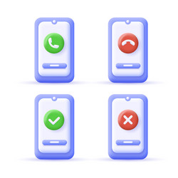 call close or exit check buttons on mobile phone vector image