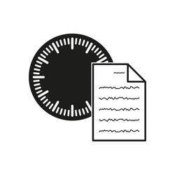 clock and document icon monochrome timer simple vector image