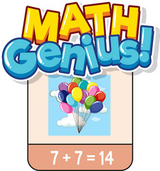 flashcard template for adding numbers to fourteen vector image