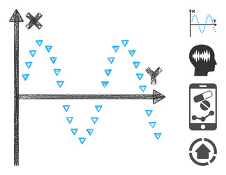 Network dotted sine plot mesh vector