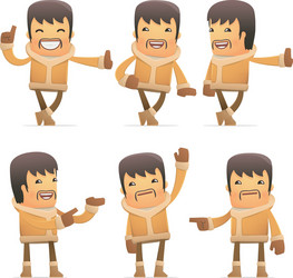 set of eskimo character in different poses vector