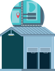 warehouse building with map guide vector image