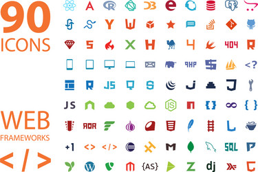 Web development framework icon set vector