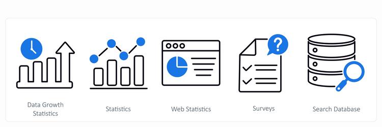 a set of 5 statistics icons as data growth vector image