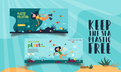 banner inscription keep sea plastic free vector