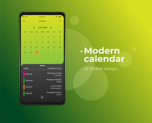 Calendar mobile apptasks ui ux design mockup image vector