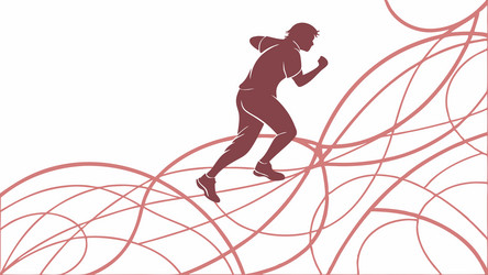 energetic runner on flowing abstract paths vector image
