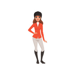 jockey girl in costume equestrian professional Vector Image