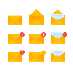 mail envelope icons set vector