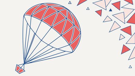 parachutist descending with abstract geometric vector image