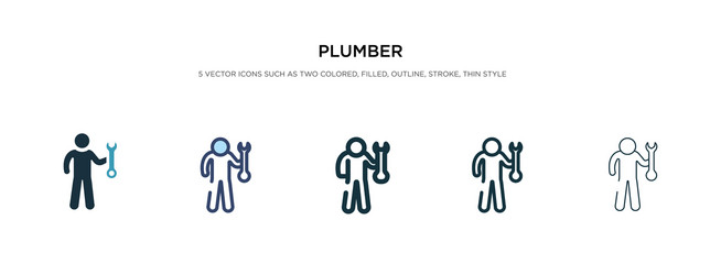 Plumber icon in different style two colored vector