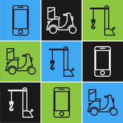 set line mobile phone with app delivery tracking vector image