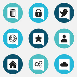 Set of 9 editable network icons includes symbols vector