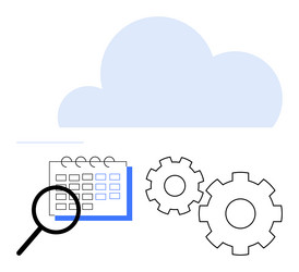 cloud computing concept with calendar magnifying vector image