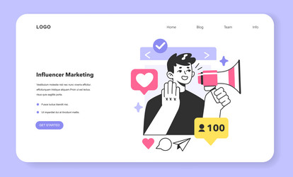 influencer marketing web banner or landing page vector image