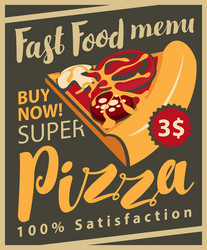 menu with slice of pizza vector