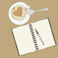 notebook and a cup of coffee vector