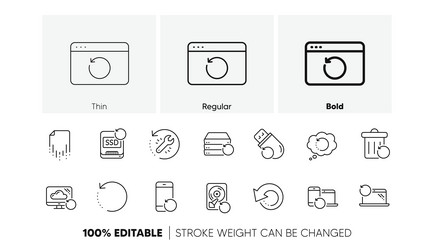 recovery line icons backup restore data vector image