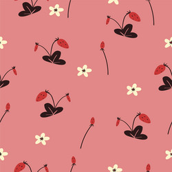 seamless pattern with wild strawberries graphics vector image